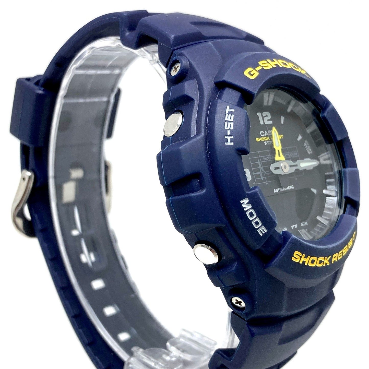 G-100-2BM アナデジ イエローロゴ ネイビーカラーモデル