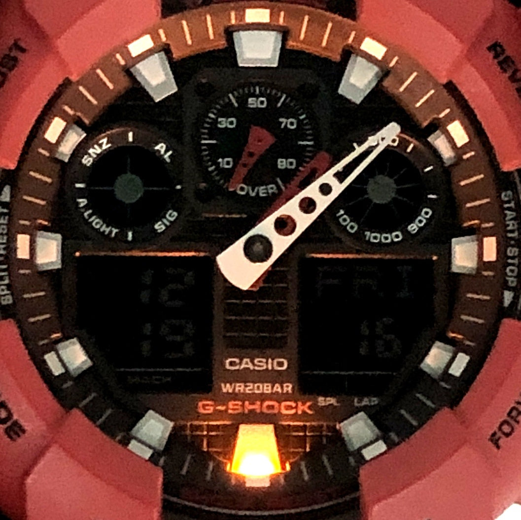 GA-100B-4A ビッグケース アナデジモデル マットレッドカラー