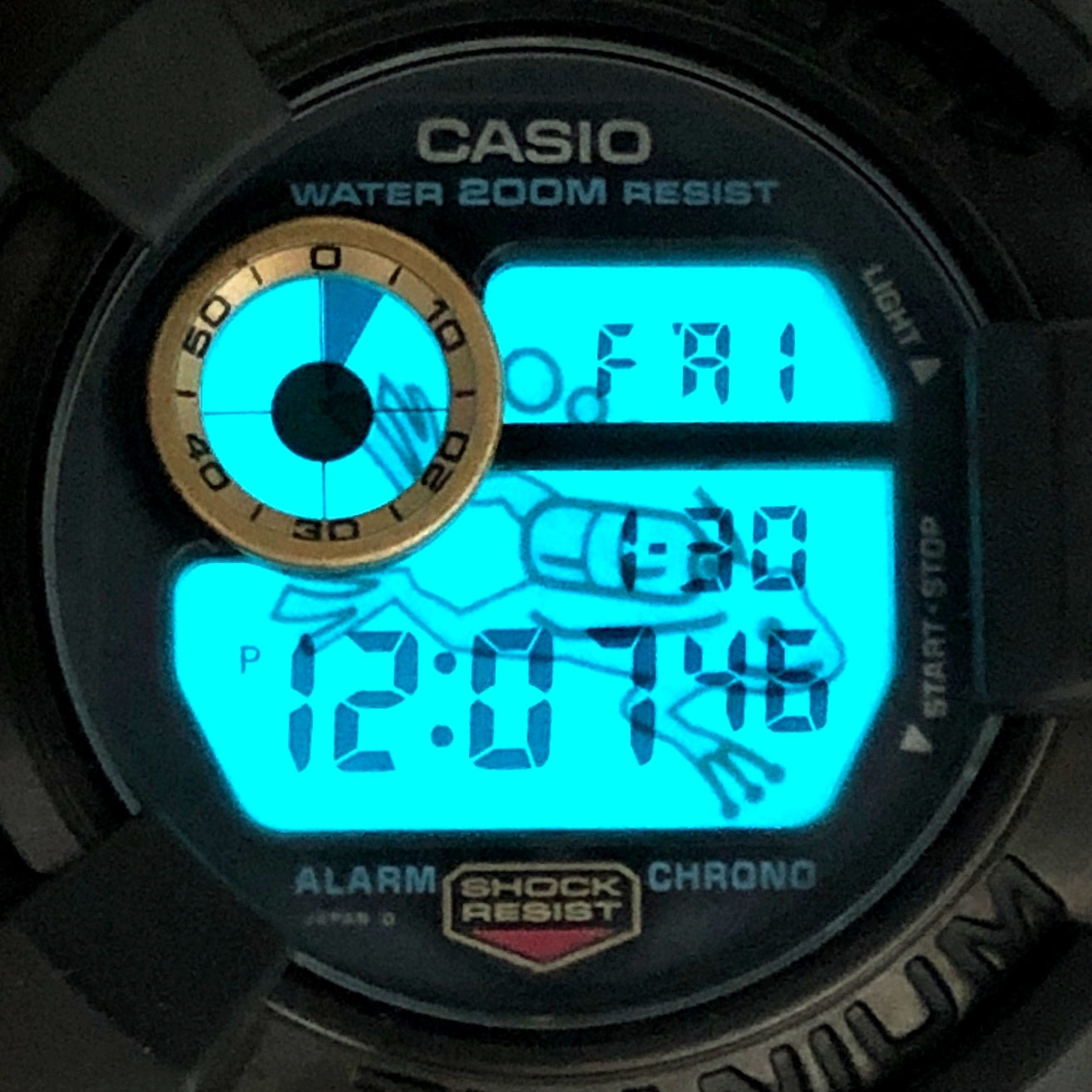 DW-8200B-9A ゴールドチタンフロッグマン 黒金蛙