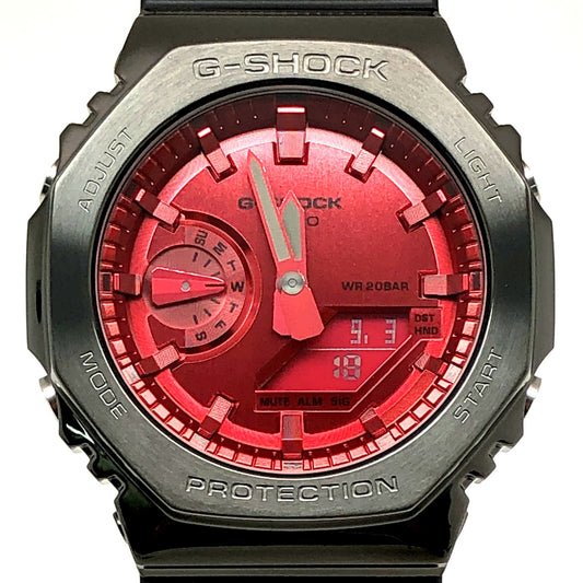 GM-2100B-4A カシオーク メタルカバード ダークグレー×レッド