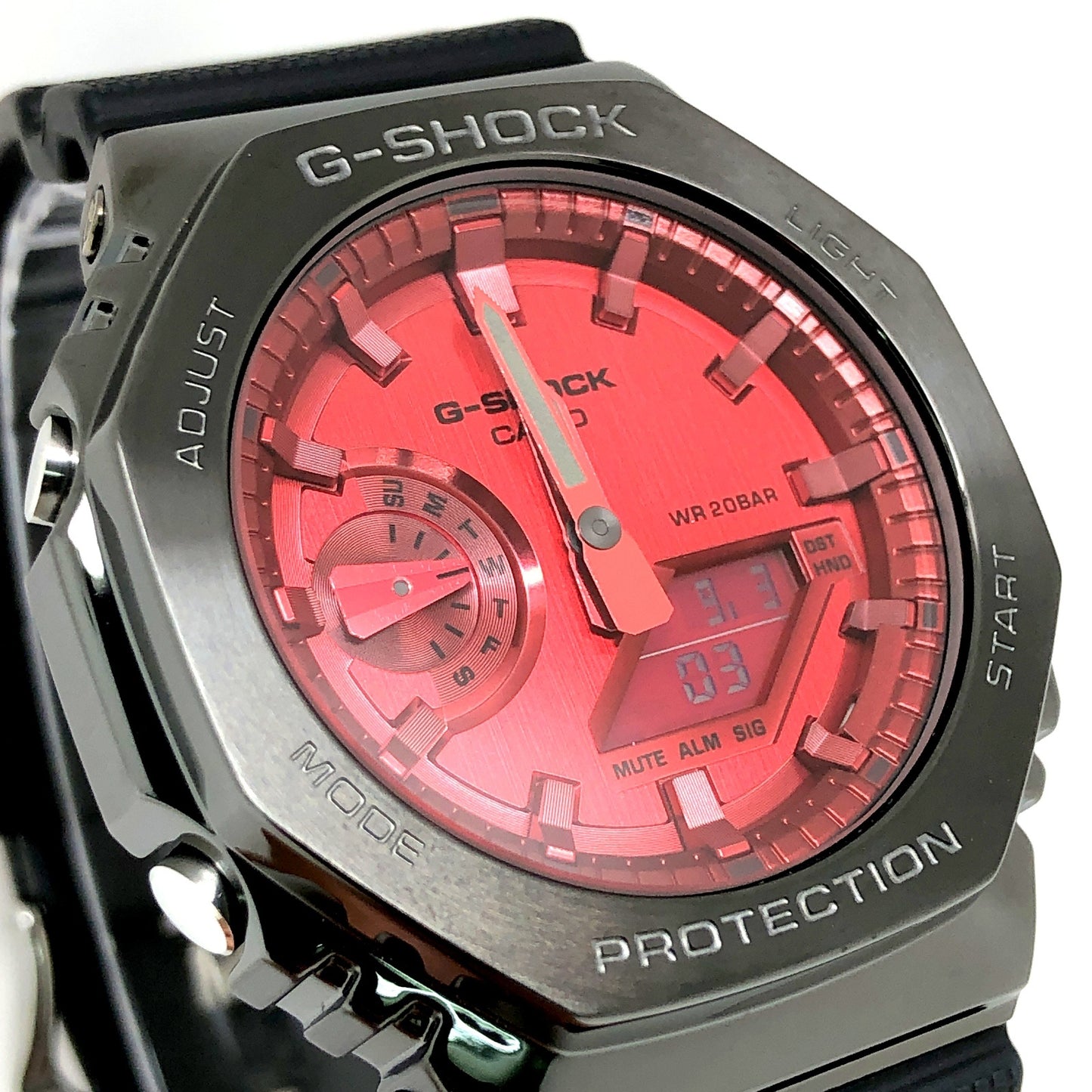 GM-2100B-4A カシオーク メタルカバード ダークグレー×レッド