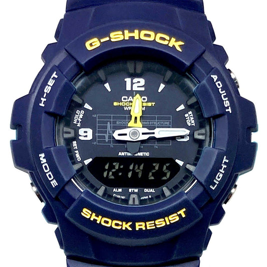 G-100-2BM アナデジ イエローロゴ ネイビーカラーモデル